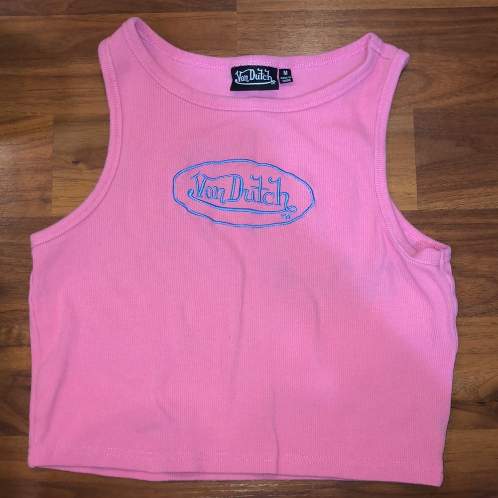 Von Dutch Pink Crop Tank Top